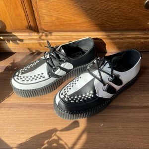 T.U.K Black and White “Split Personality” Creeper / Platform shoe